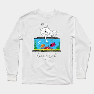 Dizzy Cat playing games with tropical fish Long Sleeve T-Shirt